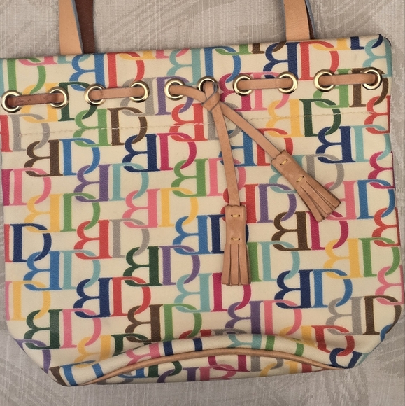 Dooney and Bourke White Large Multicolor Monogram Small 90's Limited Edition Rar - Picture 2 of 5